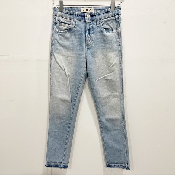 Amo Cotton Blend Babe Jeans in Sweet Cheeks Wash Released Hem Size 26 - Picture 1 of 13